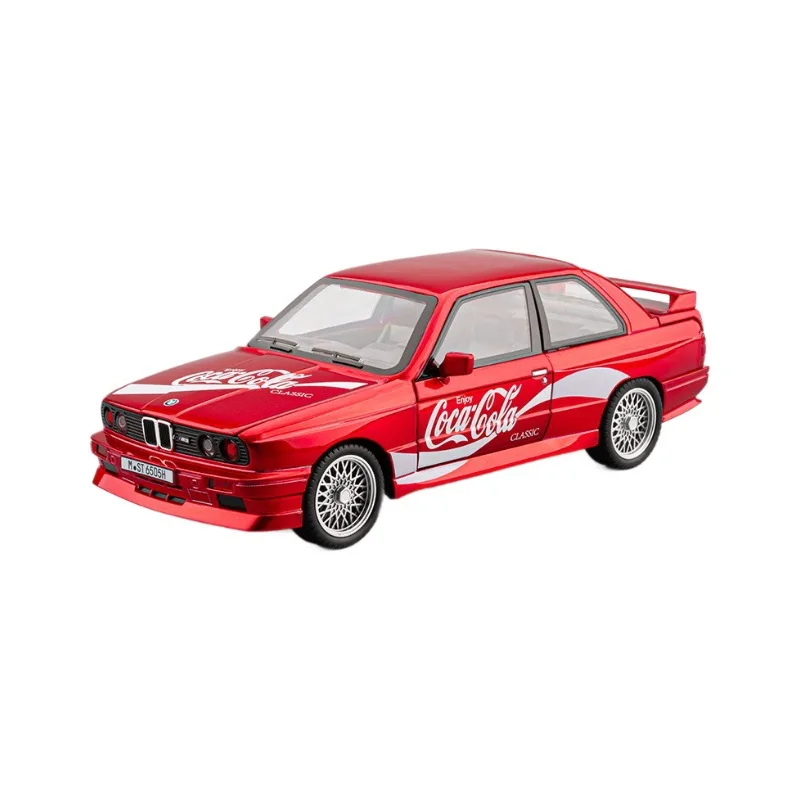 1:24 Coke version sports car M3 sound and light pull back children's toy desktop car model ornament boy gift