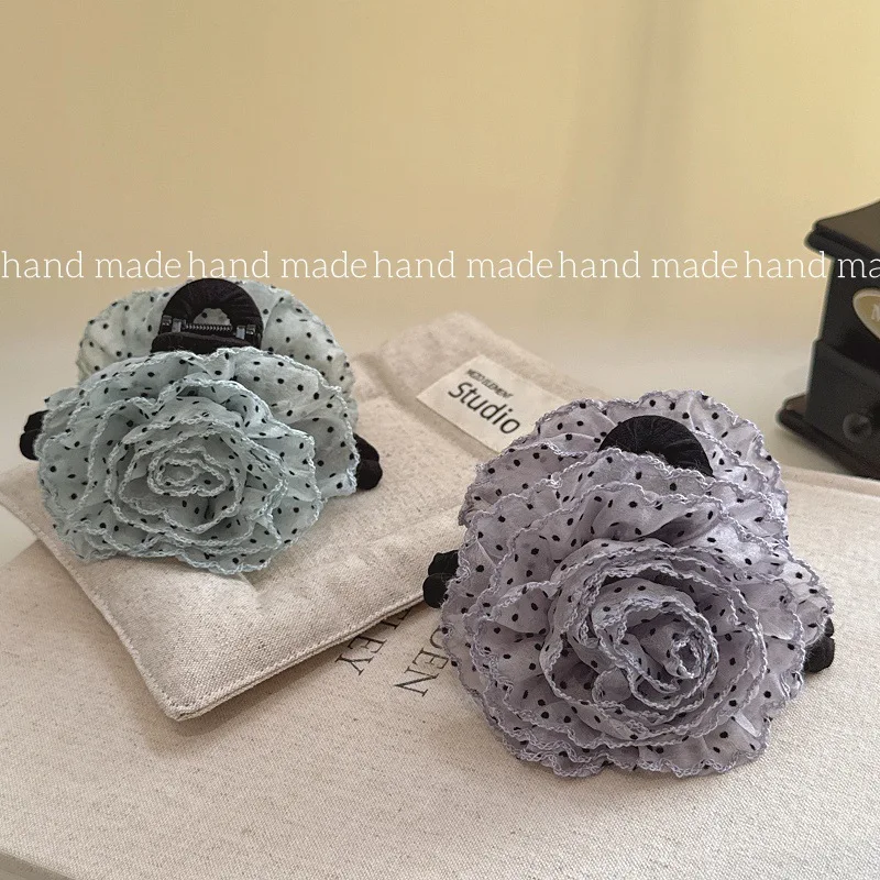 

Vintage French Floral Hair Claw Clip,Polka Dot Rose Design for Elegant Updo, French Elegance,Floral Rose Design,Premium Quality
