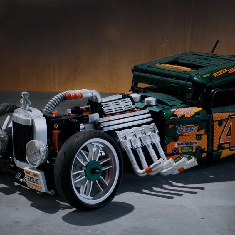 2618 Uds. Técnico Ford Hot Rod 1949 modelo de coche Retro bloques de construcción vehículo modificado montar ladrillos juguetes regalos de cumpleaños para niño