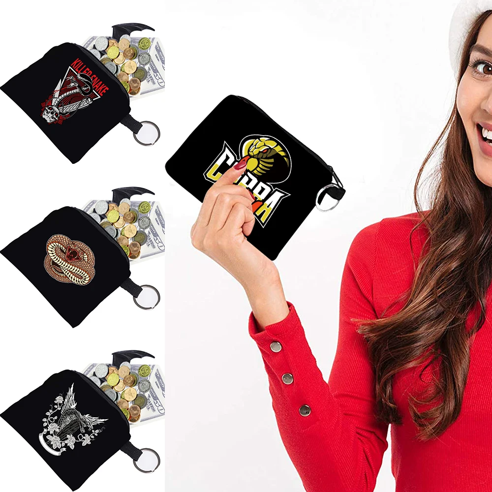 Mini Coin Purse Fashion Bag Comic Clutch Pouch Purse Luxury Ladies Zipper Cosmetic Bag Cobra Pattern Purse Tote Bags Portable