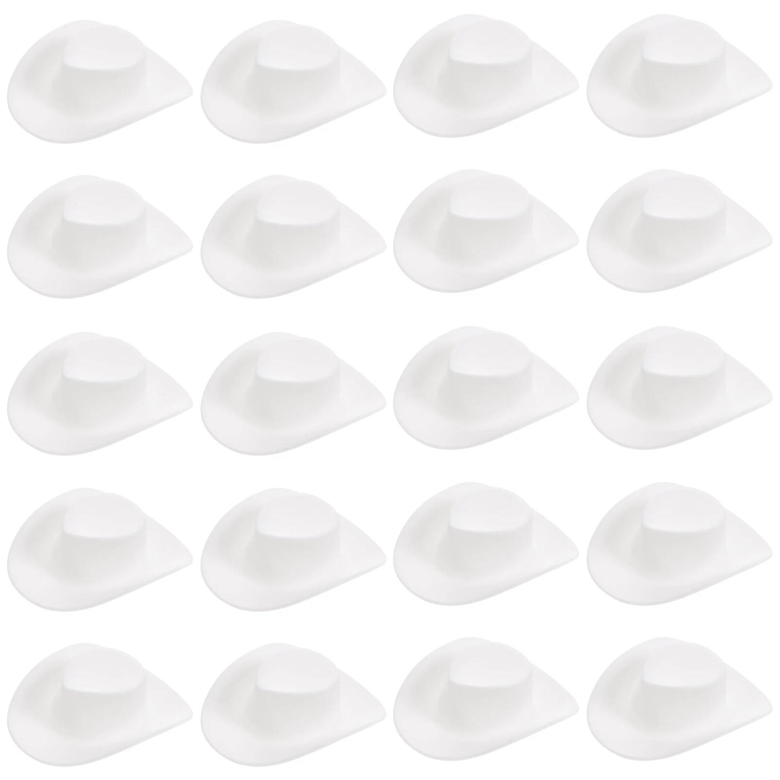 

20pcs Mini Cowboy Hats White Plastic Lightweight Small Cowgirl Hat for Crafts Gifts Kids Party Favors Accessories