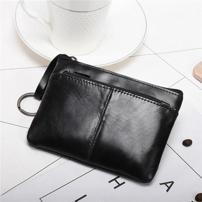 Sports Fitness Running Zero Wallet Mini Purse for Men Wallet Women Genuine Leather Zipper Vintage Short Lady Small Slim Female