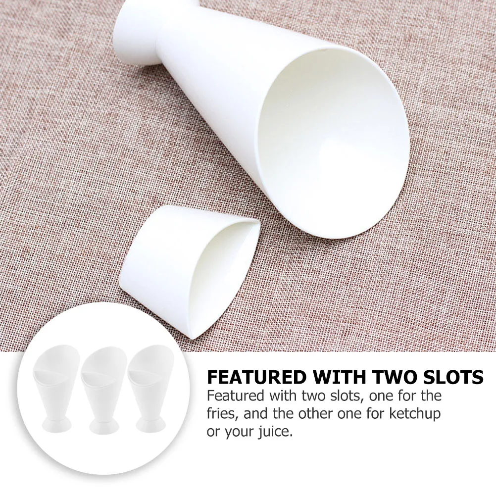 

6pcs Reusable French Fry Dipping Cups Salad Cup Plastic Ketchup Veggie Holder White French Fry Dipping Cup PP Party Supplies
