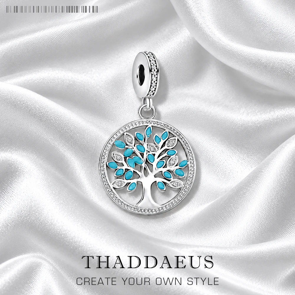 Blue Tree Charm Europe Style Club Jewelry Romantic Gift In 925 Sterling Silver