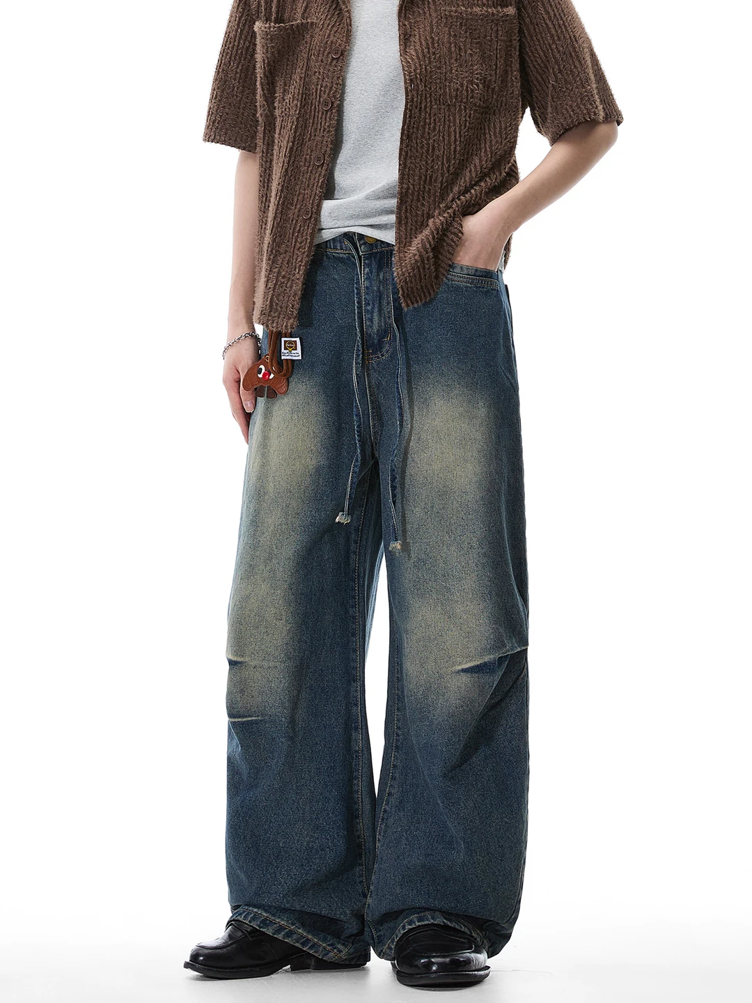 

Американские джинсы в стиле ретро: женские свободные широкие брюки из денима, винтажные, длинные, весенняя новинка, повседневная одежда