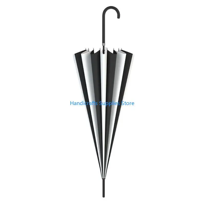 R1WA Pagoda Umbrella Metal Frame Sun Rain Umbrella 16k Black and White Striped