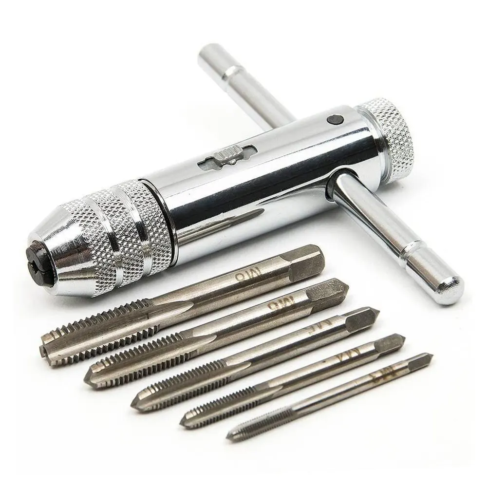 Adjustable T-Handle Ratchet Tap Holder Wrench M3 M4 M5 M6 M8 Machine Screw Thread Metric Plug T-shaped Tap