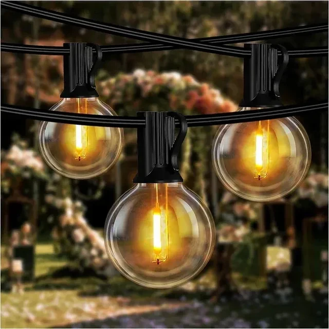 

15M G40 Solar String Lights Outdoor 8Mode Solar Globe String Bulb Patio Hanging Lights Waterproof Garden Pergola Bistro Deck Der