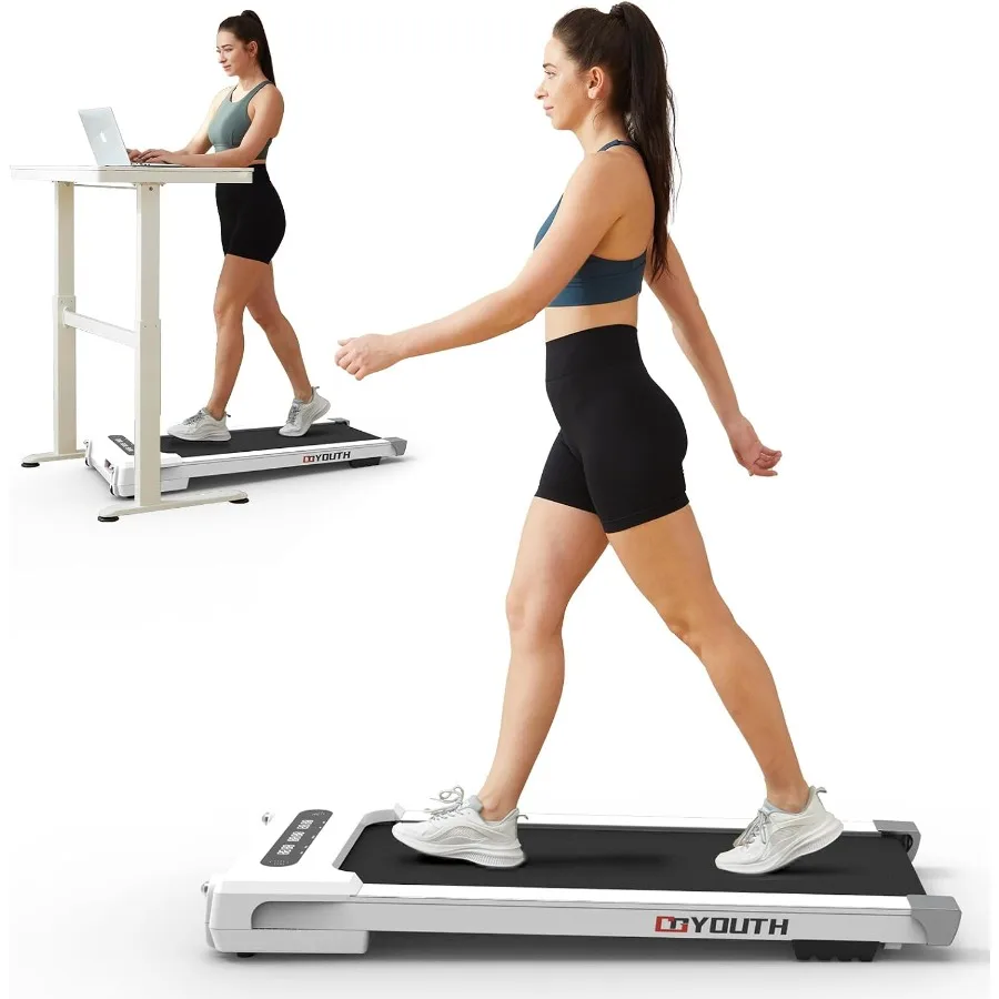 Under Desk Walking Pad Treadmill for Home Office Use, Steel Frame with Black Matte Finish, Compact Design with Wide Belt, 300 l