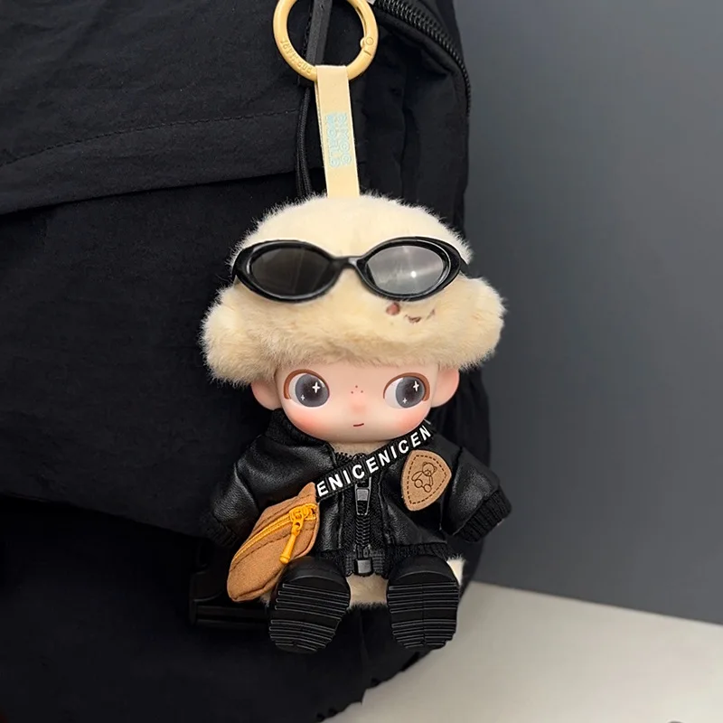 

For Dimo Newborn Diary 10cm Doll Clothes Set Cool Black Leather Jacket Crossbody Bag Sunglasses Shoes Cute Vinyl Doll Pendant
