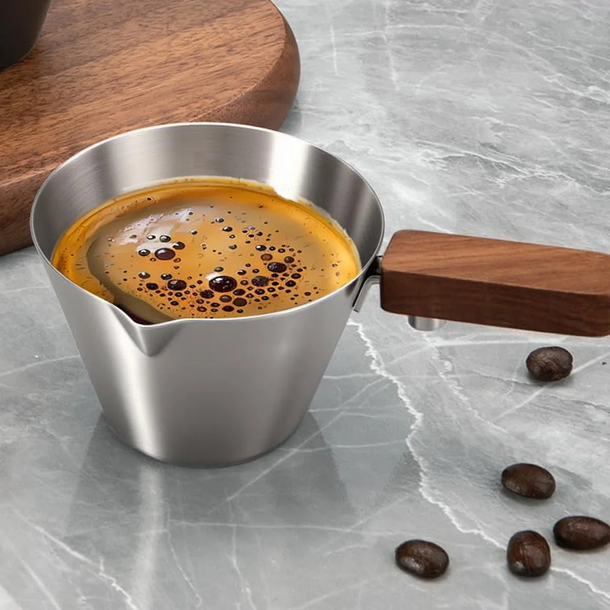 

D9 Espresso Measuring Cup Stainless Steel Kitchen Espresso Shot Cup Wide Mouth V-shaped Pour Spout Coffee Mug with Handle Scale