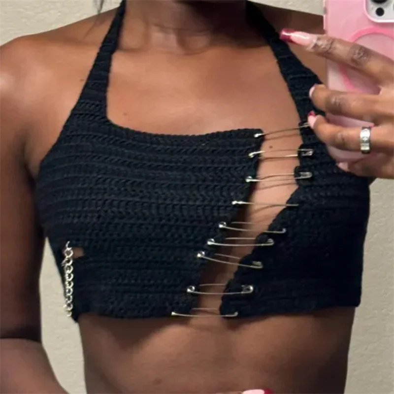 New Summer Fashion Sleeveless Slim Camisole Contrast Color Women Knitted Sling Sexy knit vest suspenders beach sea party costume