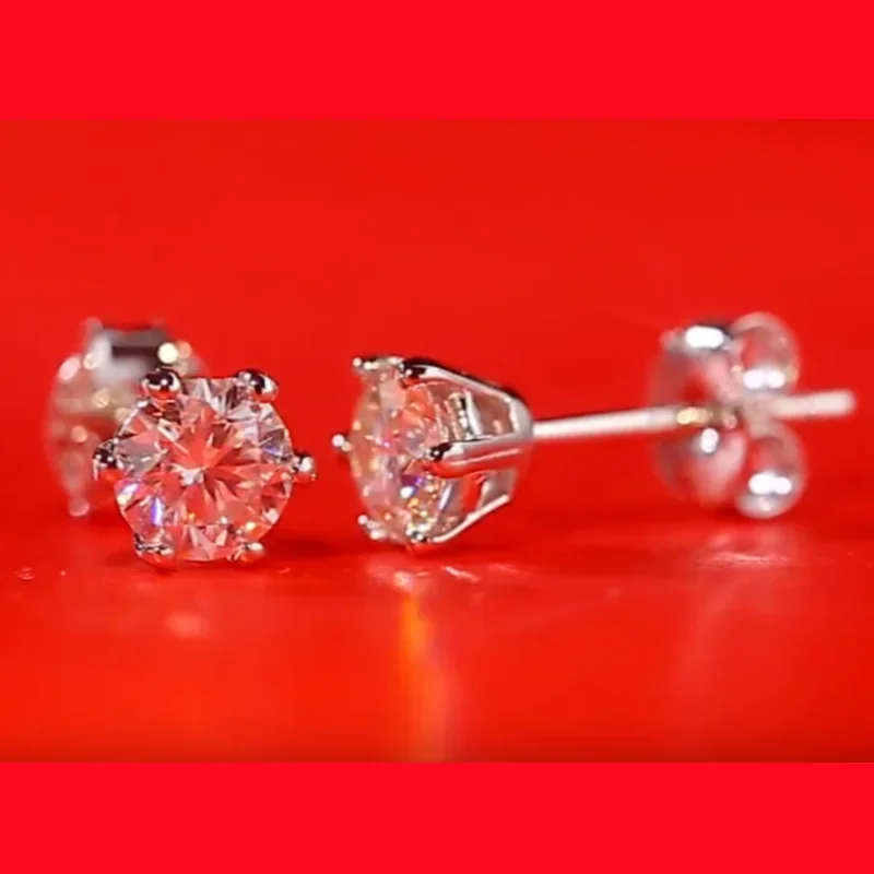 Sacemens 0.5-1CT orecchini a bottone Moissanite certificati per le donne placcatura in platino orecchini a bottone in argento Sterling con diamanti gioielli da sposa