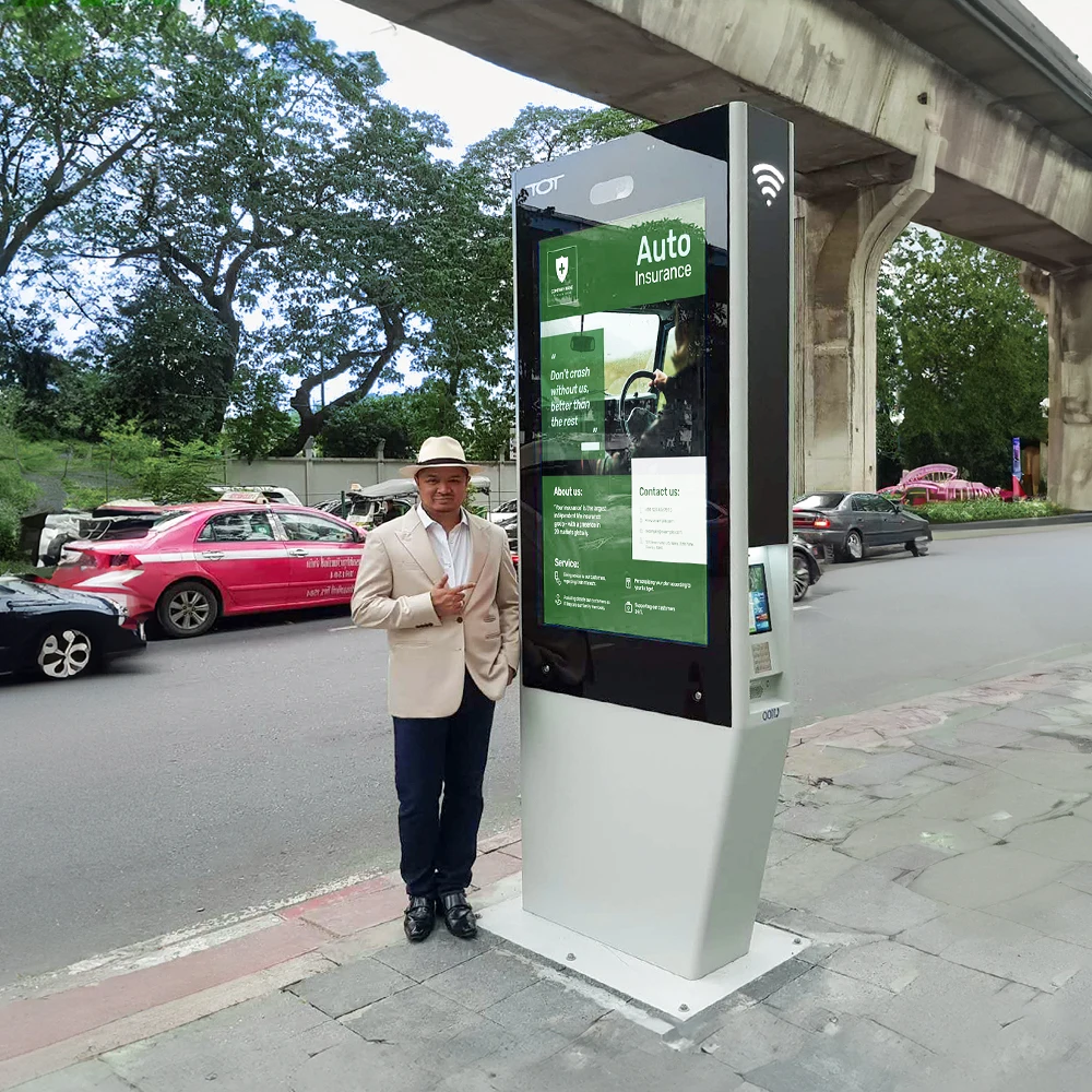 2K 4K Outdoor Digital Signage 3000nits Waterproof Touch Screen Kiosk LCD Advertising Display IP65 kiosk totem for store subway