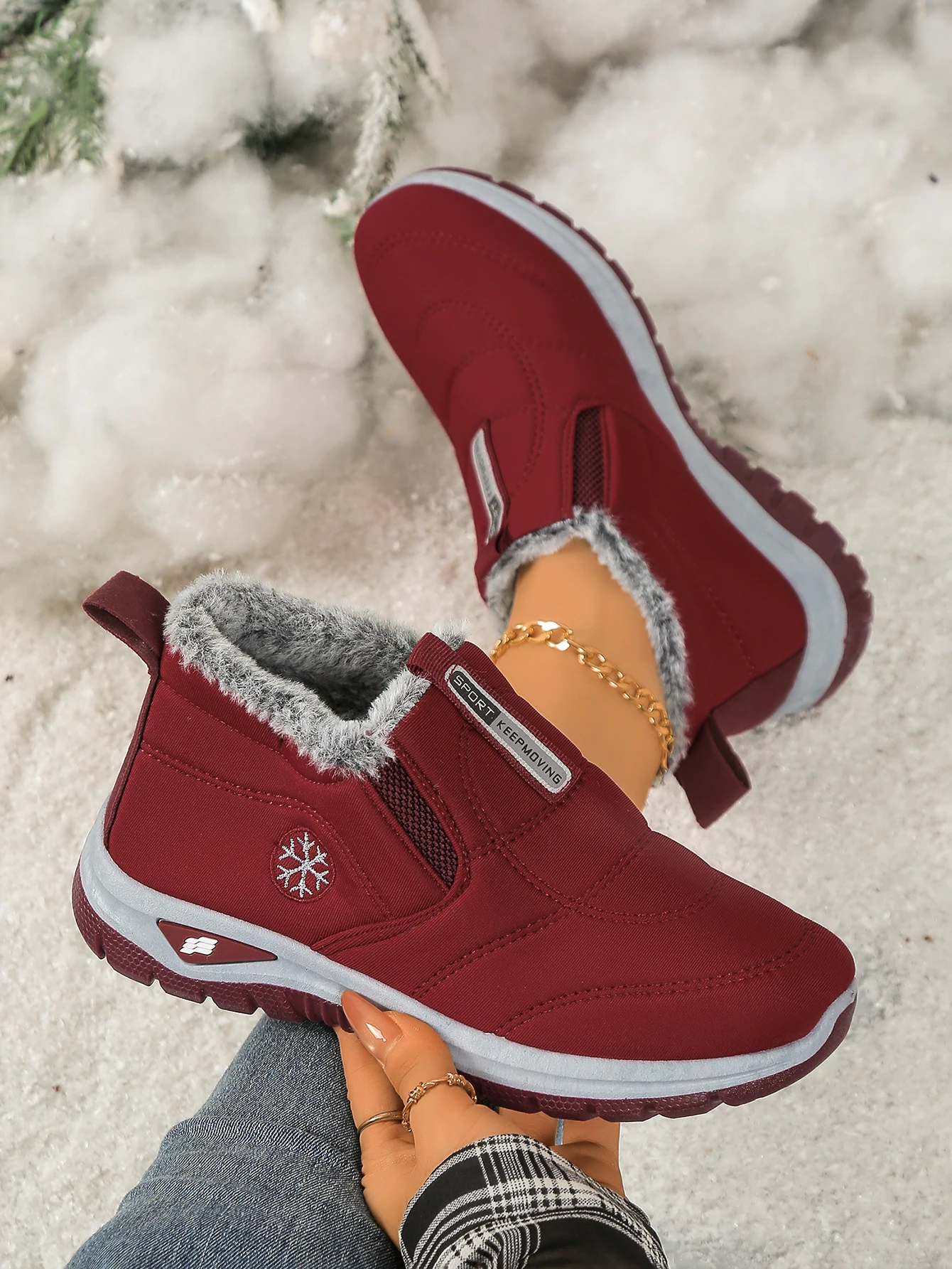 Damenstiefel, leichte Damenschuhe, bequeme Damen-Freizeitschuhe mit weicher Sohle und dickem Fleecefutter, Schuhe mit kostenlosem Versand – Detail 7