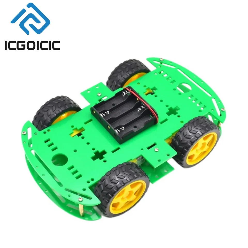 Kit de chasis de coche robot 4WD con motores codificadores: plataforma de bricolaje acrílica azul/rojo/negro/verde para Arduino Raspberry Pi