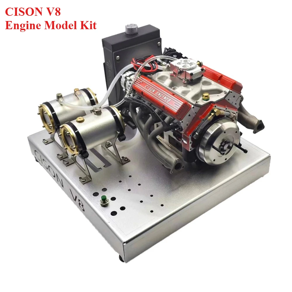 

CISON V8 44CC Engine Model Kit 1/6 8 Cylinder Internal Combustion Water-cooled Four-stroke Engine Model Assembly Kit Toy