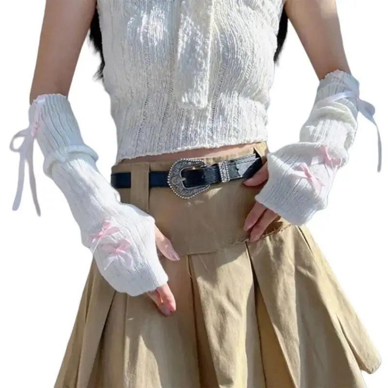 652F Fashionable Spring Arm Sleeves Arm Covers Knitted Armwear for Women Everyday Use