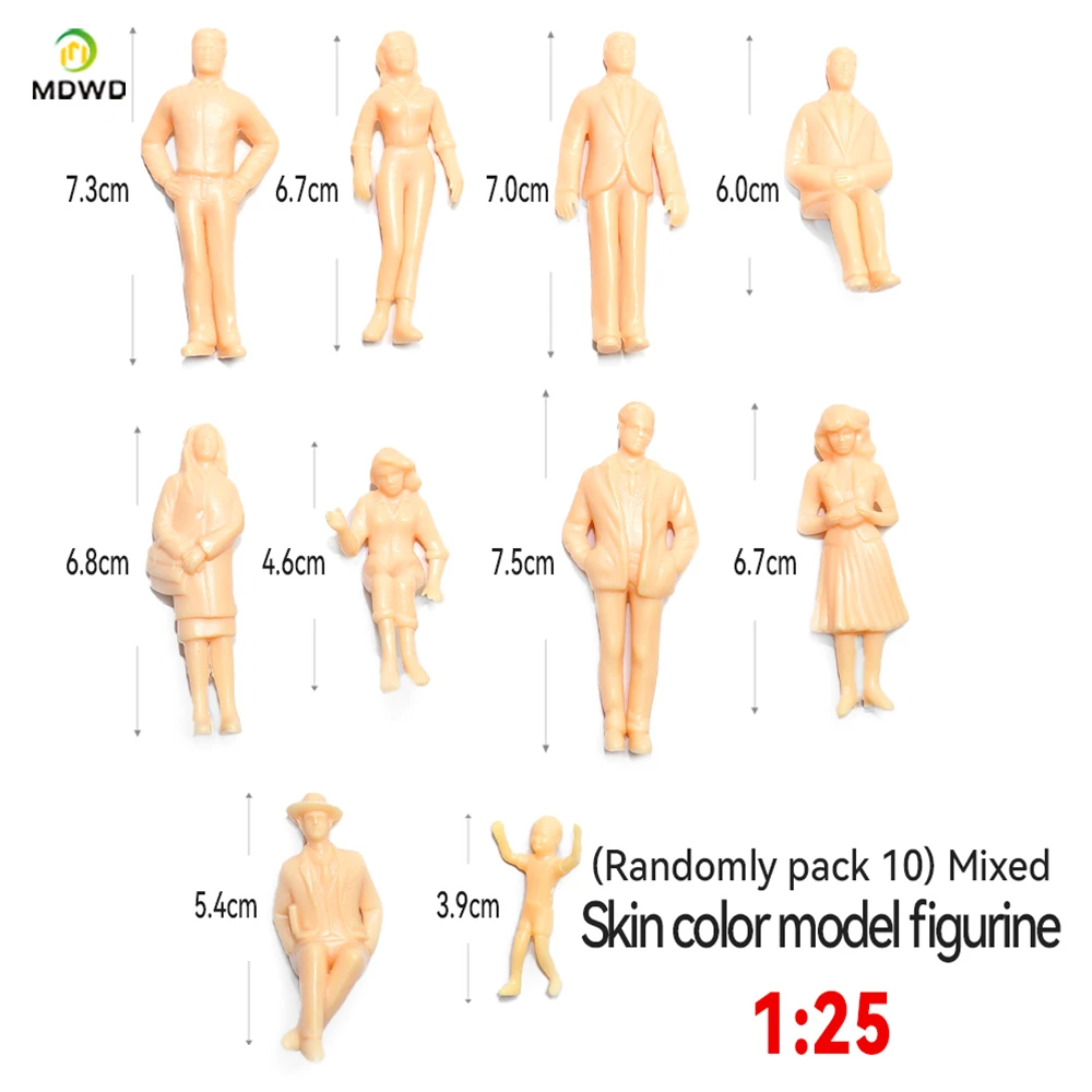 Modelo de construção de mesa de areia 1:30-200, faça você mesmo, cor de pele artesanal, personagem de simulação de pessoa pequena, mini boneca com 10 peças