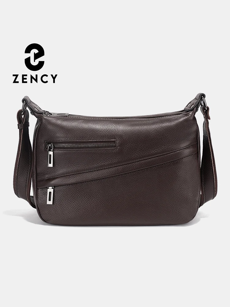 

Zency Women's Coffee Real Leather Shoulder Bag Large Capacity Crossbody Satchel Stylish Simple Hobo Bucket Handbag