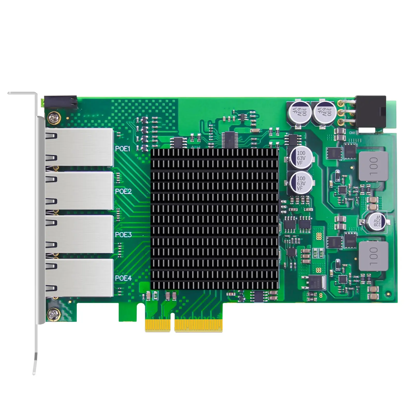 4-Port Gigabit PoE+ Network Card, Built-in Filters Reduce Electromagnetic Interference, Ethernet RJ45 LAN Port, PCIE 2.0 X4 Inte