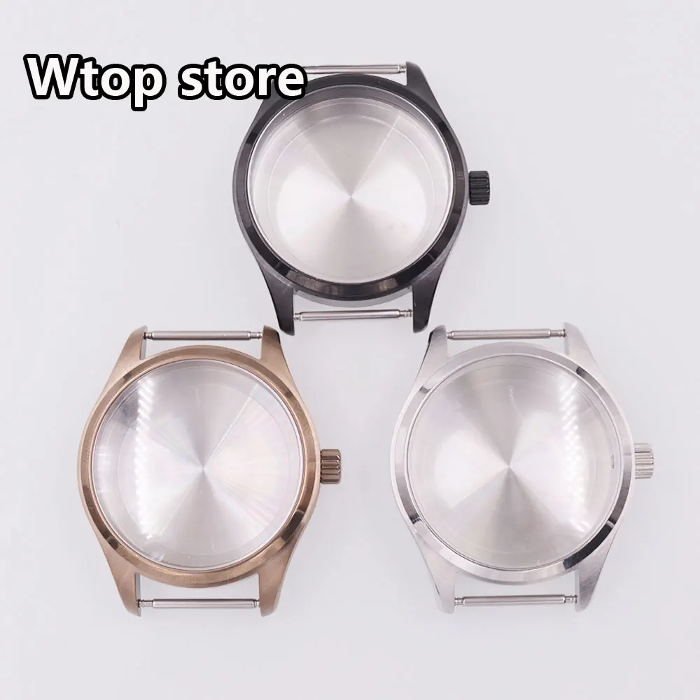

40mm Silver Coffee Black Stainless Steel Case Sapphire glass Fit NH35 NH36 ETA2824 PT5000 Movement Watch Case