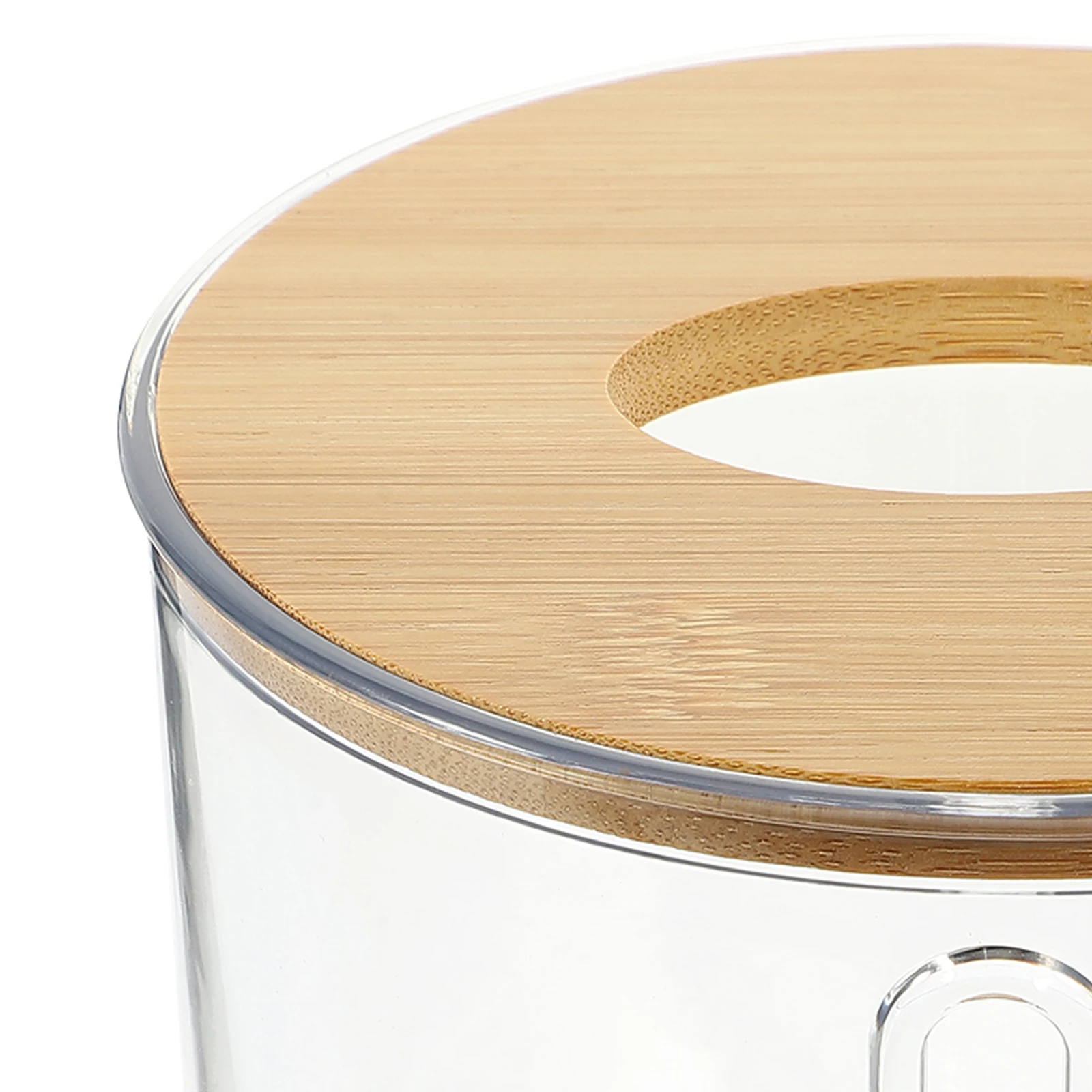 

Round Tissue Box Clear Design Plastic Bamboo Material Multifunctional Holder for Home Office Bedroom Car Decorative Napkin
