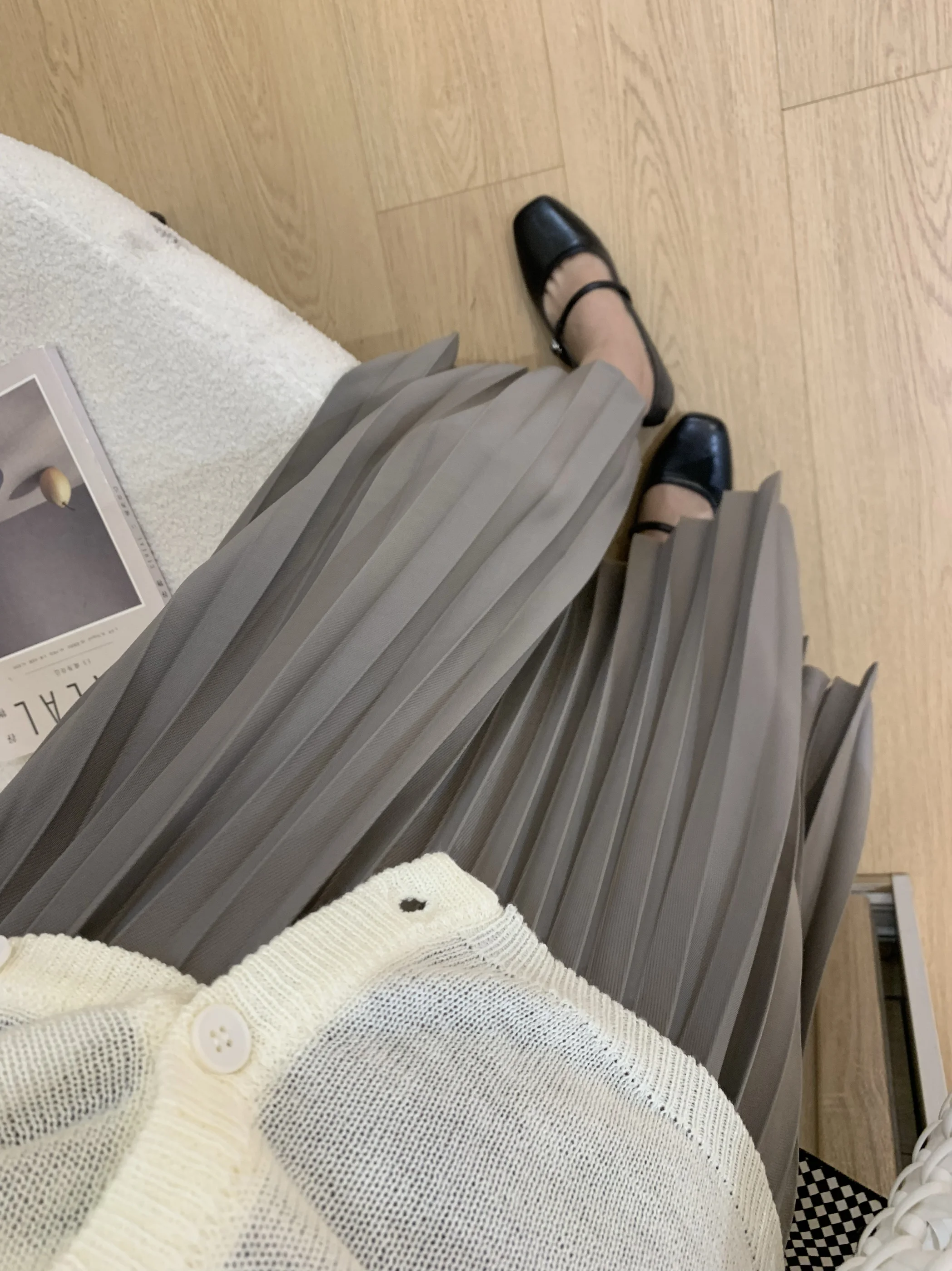 

Женская юбка-миди с высокой талией, А-силуэт, плиссированная, струящаяся, простая, для офиса, из полиэстера, весна-лето