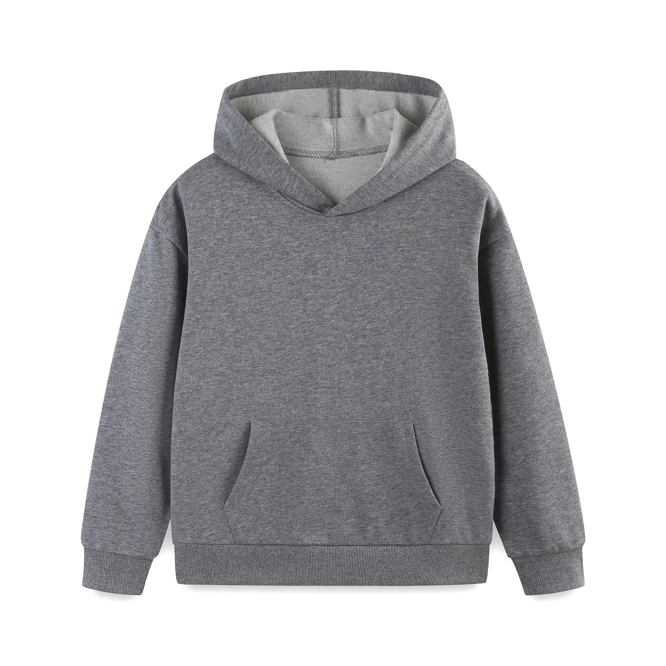 

Boys' Gray Hooded Crew Neck Sweatshirt - Comfortable, Warm, Outdoor Casual Style for Spring & Autumn