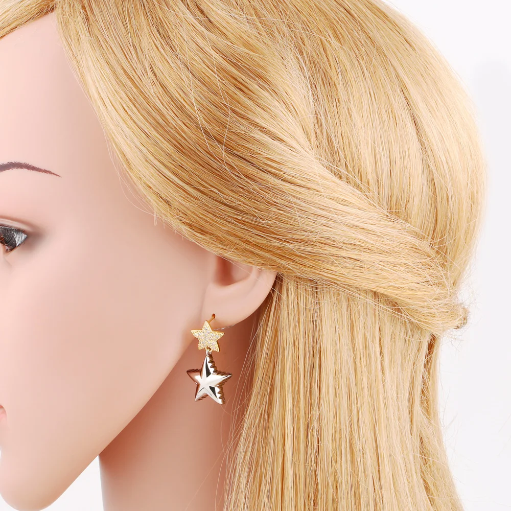 FLOLA Gold/Silver Color Balloon Bubble Heart Earrings for Women Gold Plated Star Dangle Earrings Simple Jewelry ersa245