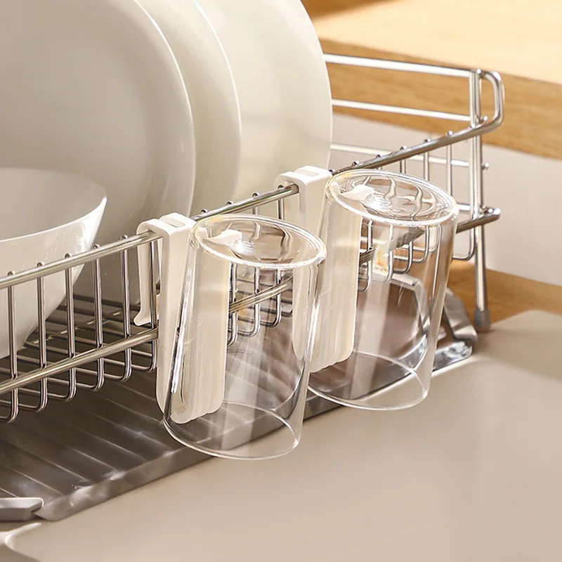 Wall-Mounted Cup Holder Nail-Free Draining Organizer Multifunctional Storage Rack for Living Room Drinking Fountain Space Saving