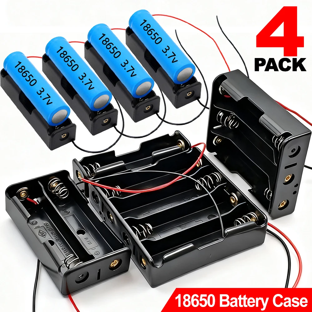 

1/2/3/4 слота 18650, коробка для хранения батарей, чехол для проволоки, свинцовый штифт, портативный зажим для батареи «сделай сам», крышка для хранения, держатель с зажимом, контейнер