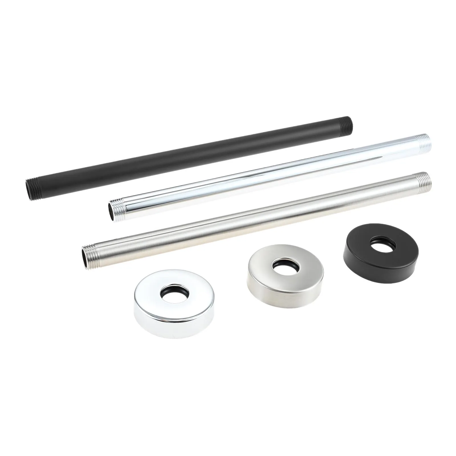 

1 Set 30cm Shower Arm Stainless Steel Straight Ceiling-mounted Shower Arm with Round Flange & Rubber Gasket Easy Installation