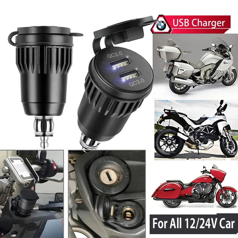 

PD QC3.0 Мотоциклетное USB-зарядное устройство 12 В Адаптер питания Hella DIN Разъем с переключателем Светодиодный вольтметр Для BMW Для Ducati Для Triumph
