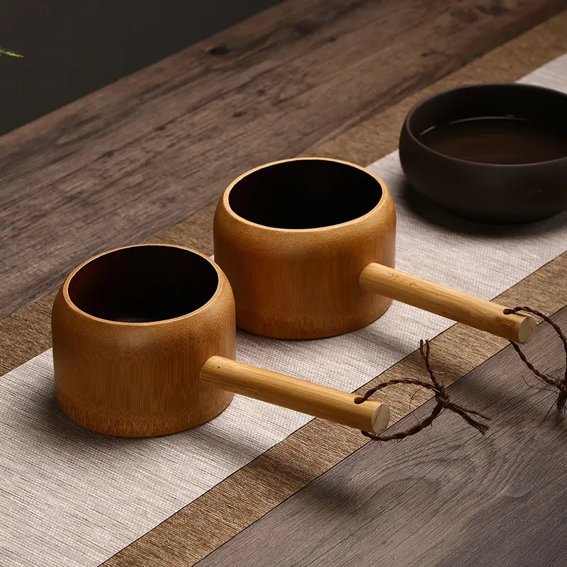 for Bamboo Water Spoon with Handle Household Kitchen Water Scoop Tea Washing Bowl Dried Fruit Plate Dim Sum Plate Bamboo Wood