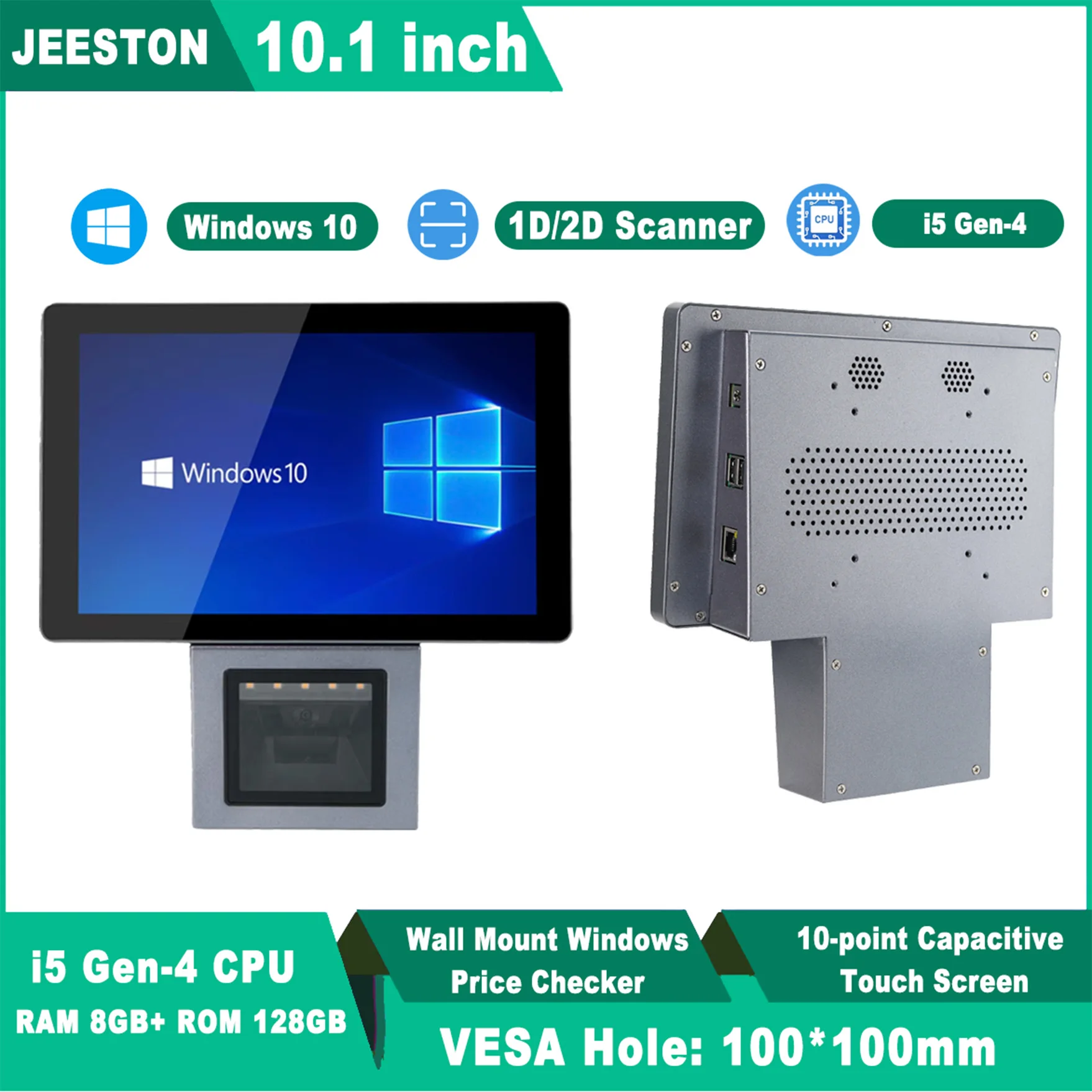 10.1 Inch Screen Windows  Price Checker Wall Mount POS Terminal With Barcode QR Code Reader Price Checking WIFI Ethernet