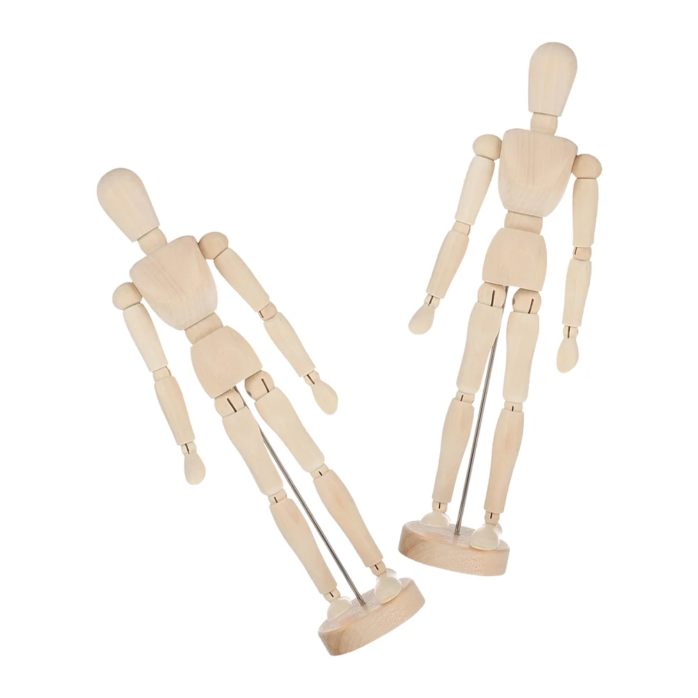 

2 Pcs Succulent Solid Wood Ornaments Mannequin Jointed Puppet Wooden Child
