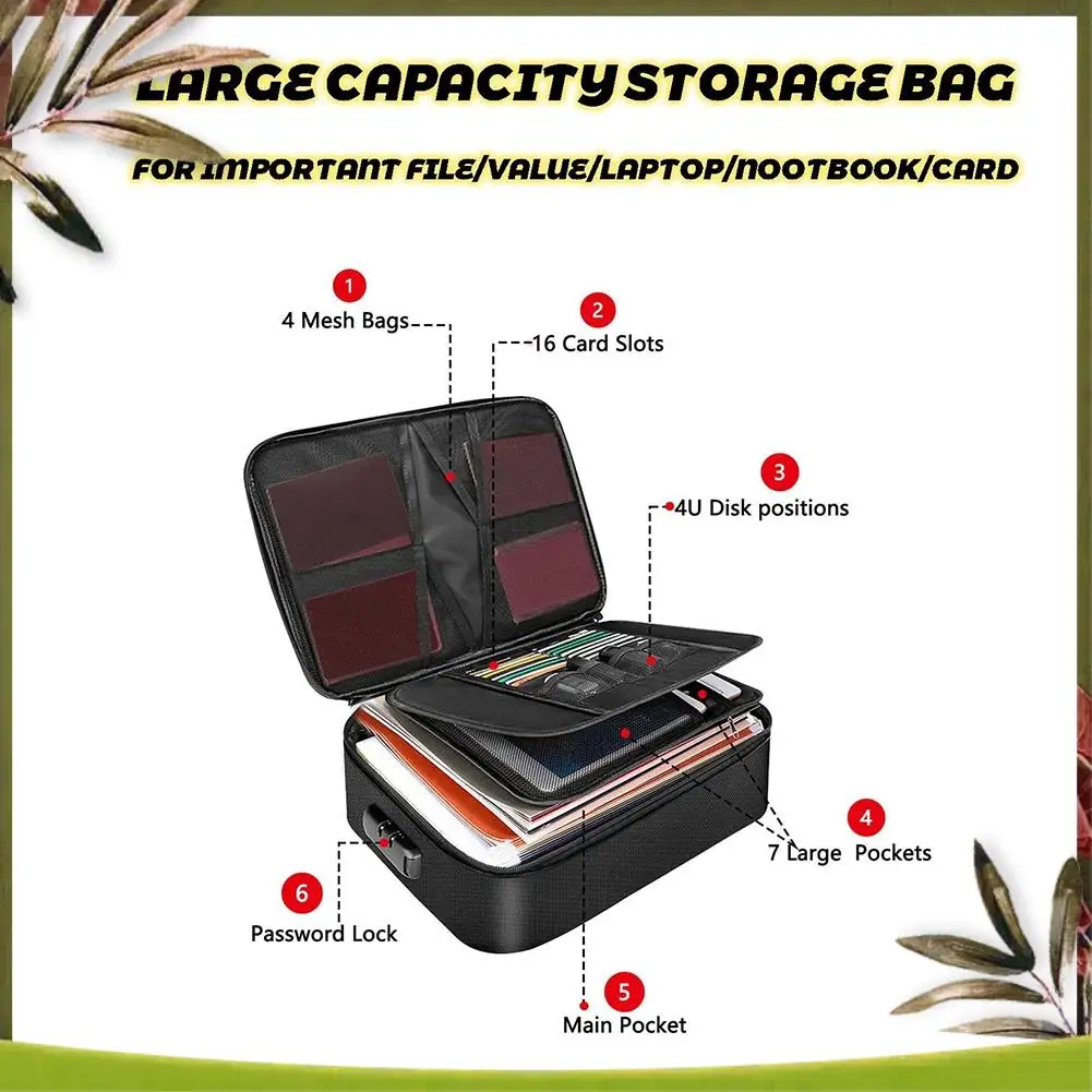 New-Fireproof File Organizer Bags,Fireproof And Waterproof Document Box With Money Bag, Fireproof Safe Bag With Lock