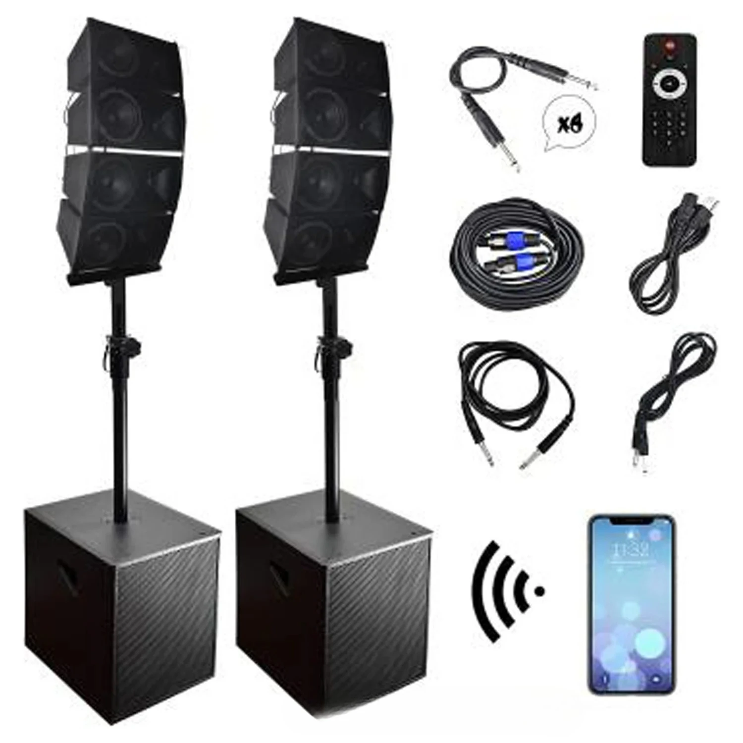 

6000W 2*18" Subwoofer Professional Audio Karaoke Sets Sound Box PA Speaker System Active Subwoofer+Array Line Bocina Parlant