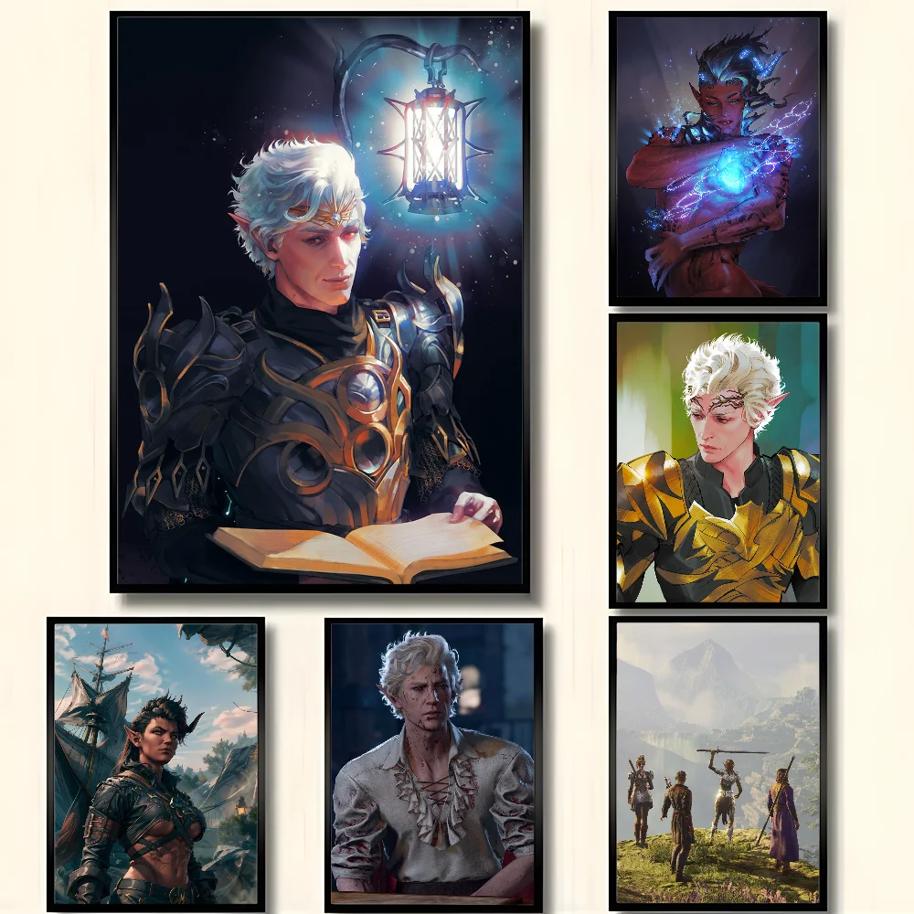Baldurs Gate 3-Spiel-Anime-Poster, HD-Kunst, klebrige Wand, wasserdicht, für Zuhause, Wohnzimmer, Schlafzimmer, Bar, ästhetische Dekoration