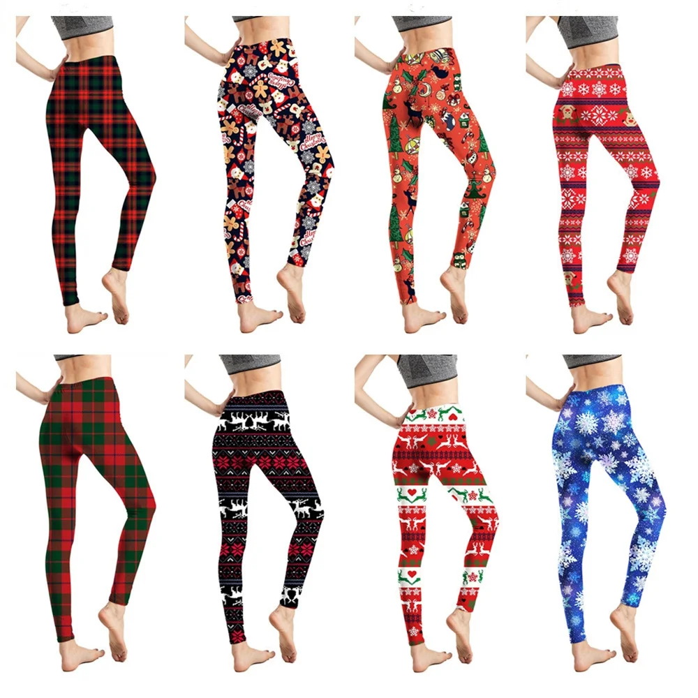 DOIAESKV kadın Tayt Seksi Noel Giydirme Push Up Kalça Yoga Pantolon Egzersiz Koşu Tayt Noel Pantolon Parti LongPants