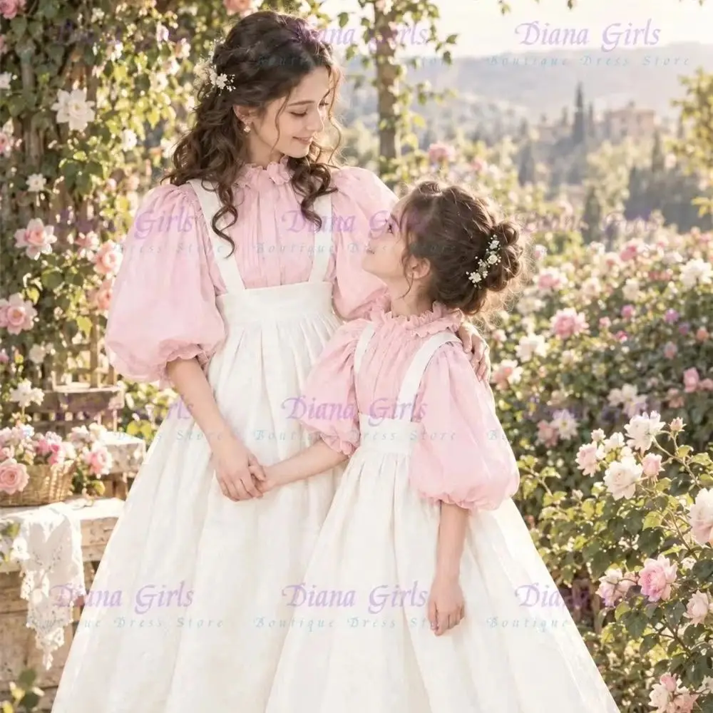 Großhandel Rosa Mädchen-Kleiderset Blumenmädchenkleid Hochwertiges Tüll mit Satin Flauschig für Prinzessin Hochzeit Geburtstag Party Abendkleider – Detail 4