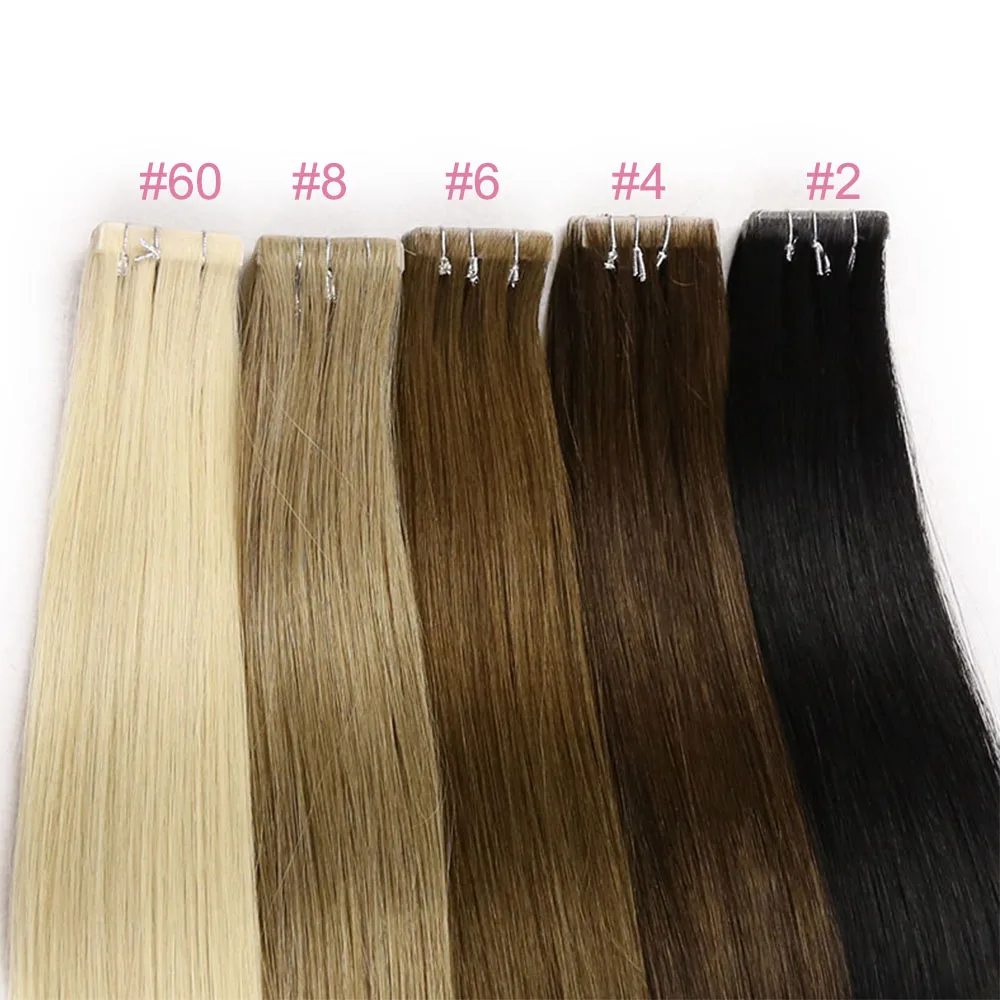 اللون الطبيعي غير مرئية بولي PU سلس حقن الشريط وصلات شعر الشعر البشري 18-24 بوصة 50 جرام/100 جرام أفضل جودة وصلات شعر