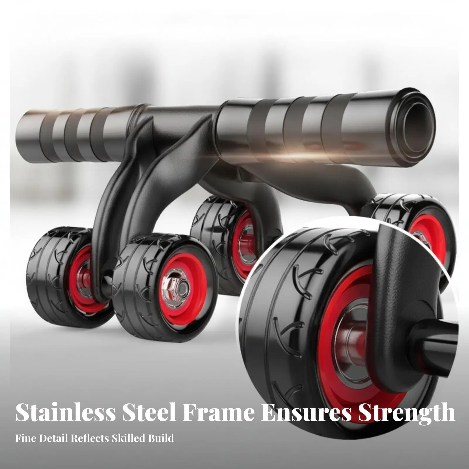 Abdominal Roller Wheel with Non Slip Handle and Knee Mat for Indoor Fitness Workout Gear