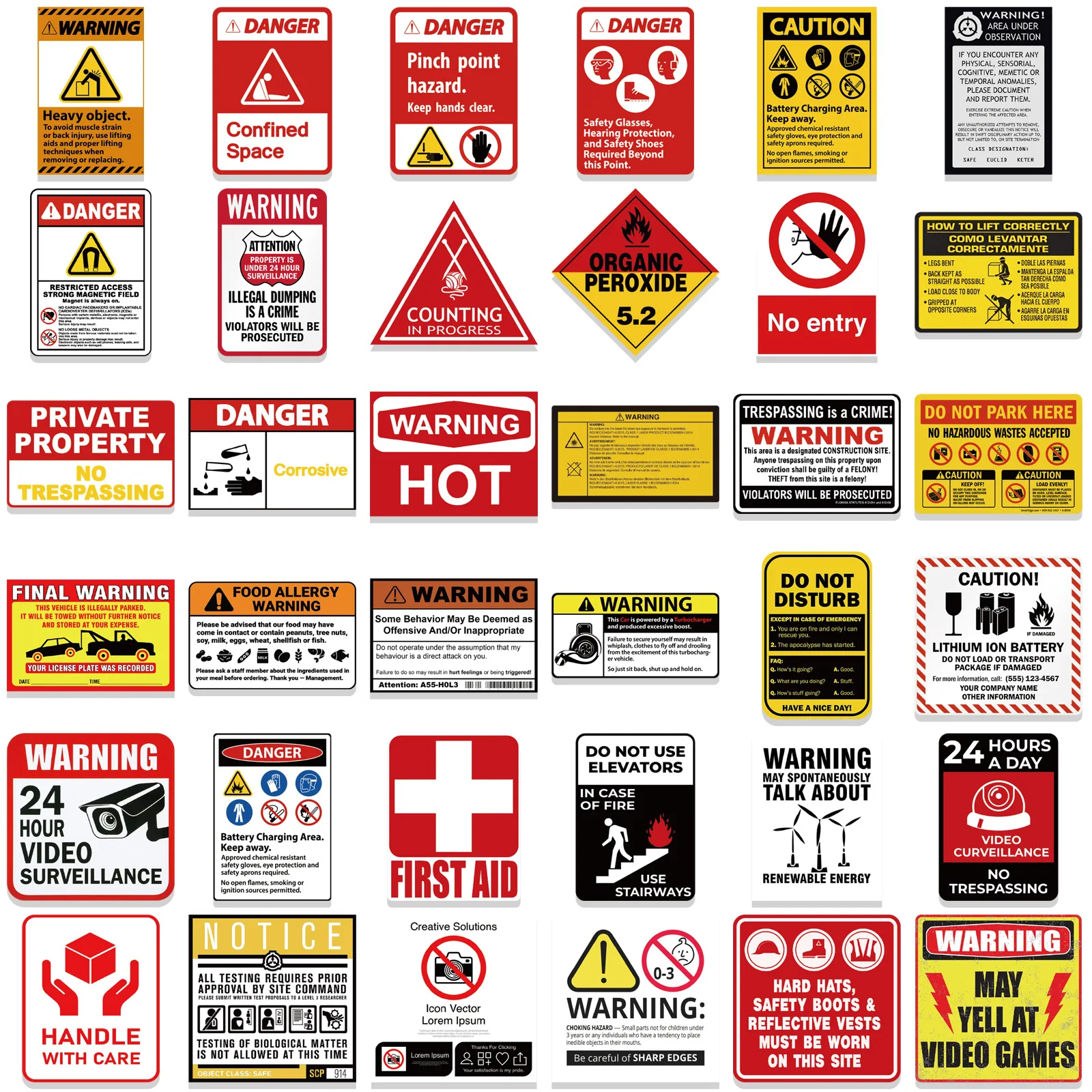 75Pcs Warning Mark Sticker Waterproof Graffiti Aesthetic Waterproof Stickers Laptop Luggage  Fridge Scrapbook Book Pack Kids Toy image 2