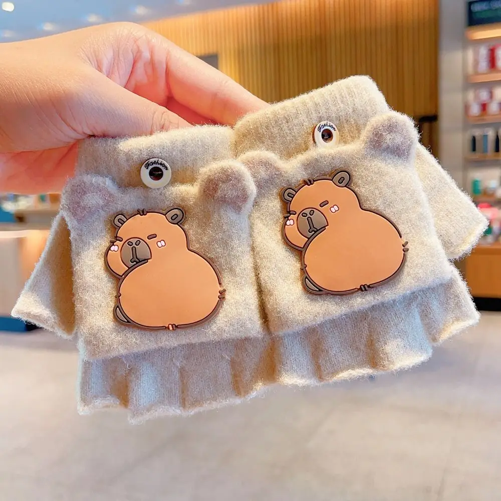 Nuovi guanti mezze dita da 6-10 anni Guanti invernali a prova di freddo ispessiti Guanti caldi elastici per bambini Guanto lavorato a maglia Scuola