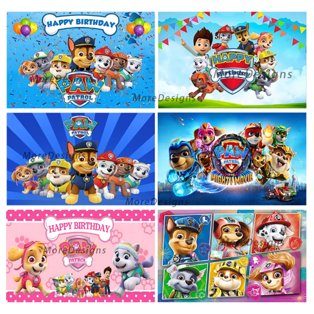 

Paw Patrol Photo Backdrop Kids Birthday Party Decoration Cartoon Dogs Banner Vinyl Polyester Background