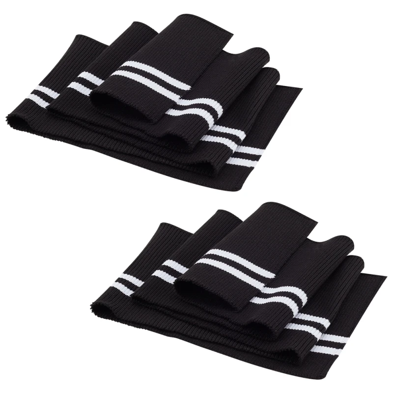 2Pcs Elastic Fiber Ribbing Fabric Black Stripes Pattern Knitted Waistband Knit Ribs Welts Cuffs Neck Bands for Trimming