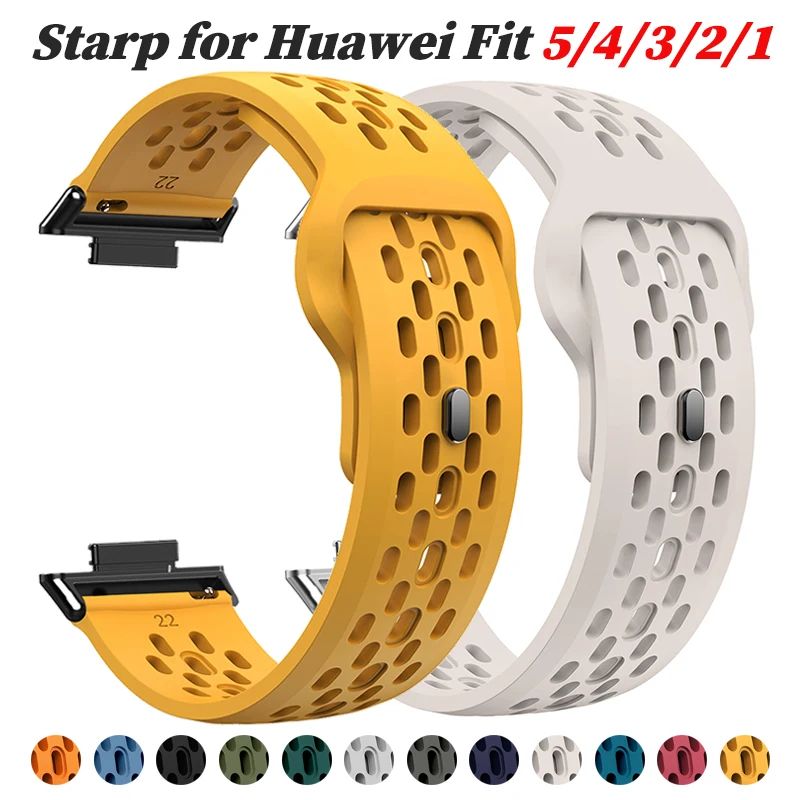 Sport-Silikon-Ersatzarmband für Huawei Watch Fit5/5 4Pro, weiches, atmungsaktives Armband für Huawei Fit 4/3/2/1 Armband Correa