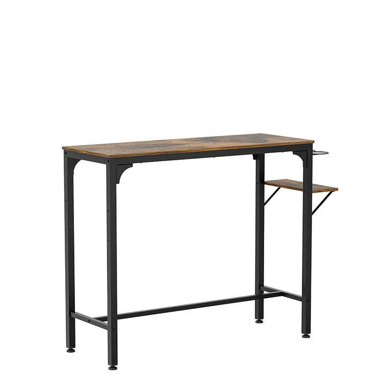 Wood Top Metal Base side table Industrial Bar Table with two chair--Adjustable table base Bistro Whiskey Pub Table,47.44